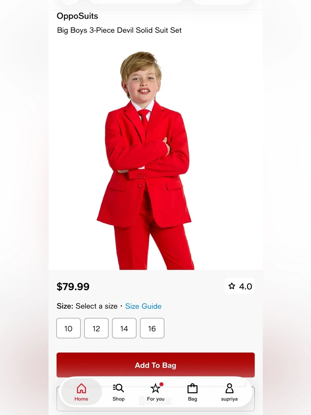 OppoSuits boys Solid Red 3-Piece suit set